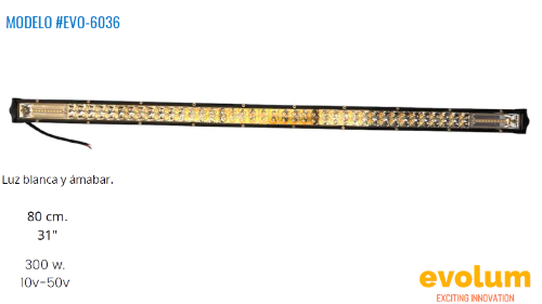 284BARRA LED EVO-6036 300W 100 LEDS BLANCO AMBAR CON ESTROBO