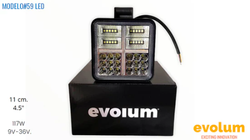 81FARO EVOLUM 59LED CUADRADO 4.5" 117W 59 LEDS 9v-36