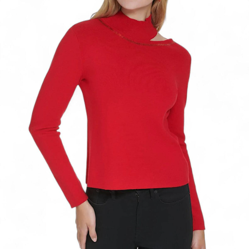 Suéter cuello rojo CK M mujer