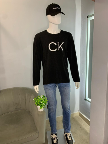 Playera manga larga negro blan CK L hom