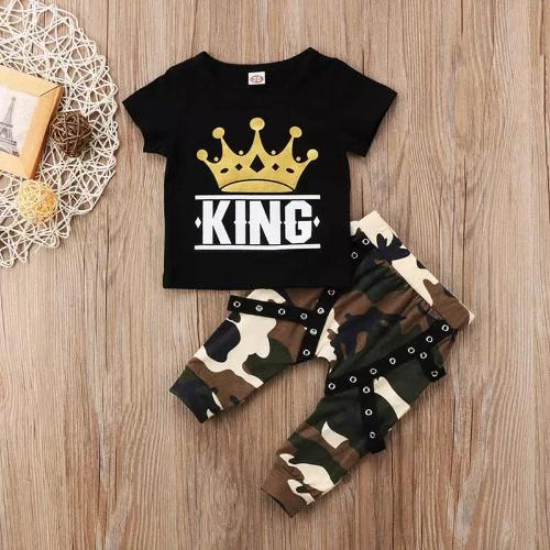 BBNIÑO-Camiseta negra king y jogger camuflado talla 80