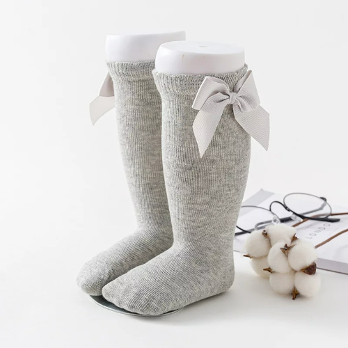 Calcetines lisos de lazo gris L