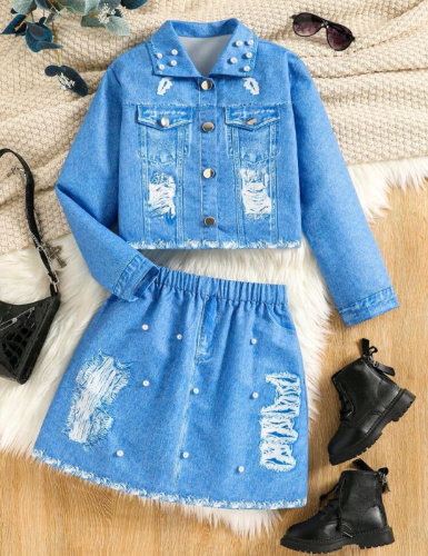 Chaqueta con falda jean azul Talla 11