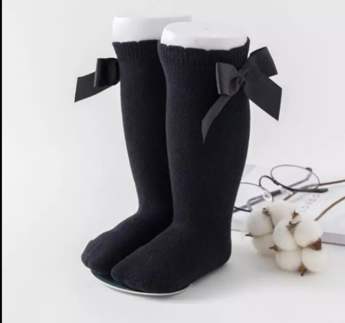 Calcetines lisos de lazo negros L