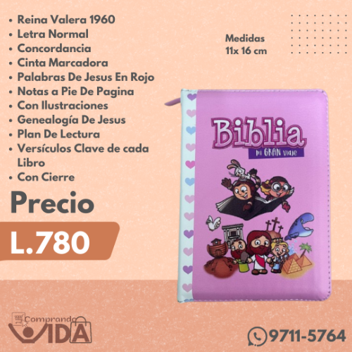 BIBLIA MI GRAN VIAJE NIÑA ROSA