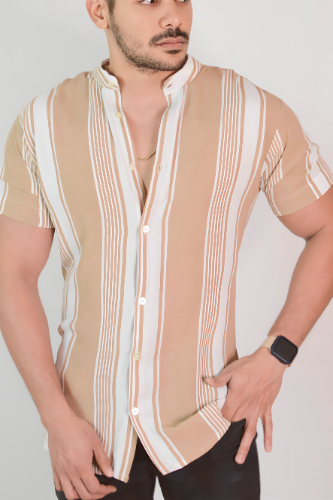 CAMISA BLANCA R/MARRON
