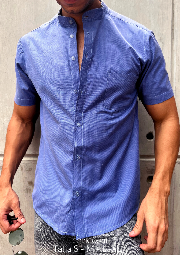 CAMISA M/C AZUL TALLA S