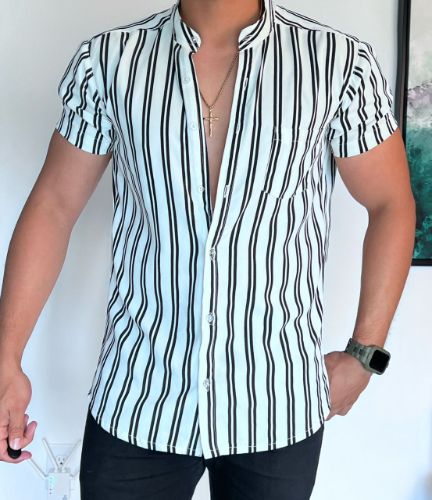 CAMISA BLANCA R/NEGRA FINA