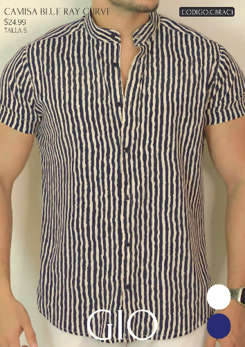 CAMISA BLANCA R/AZUL CURVA