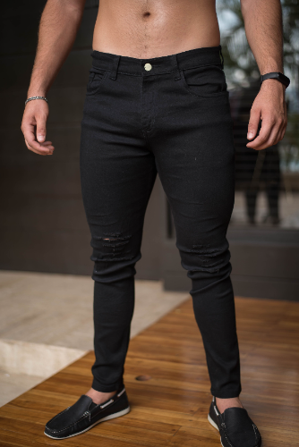 PANTALON NEGRO SKINNY C/ ROTOS