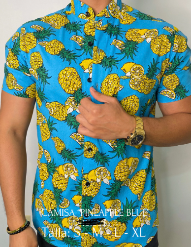 CAMISA AZUL PIÑA C/LIMON TALLA M