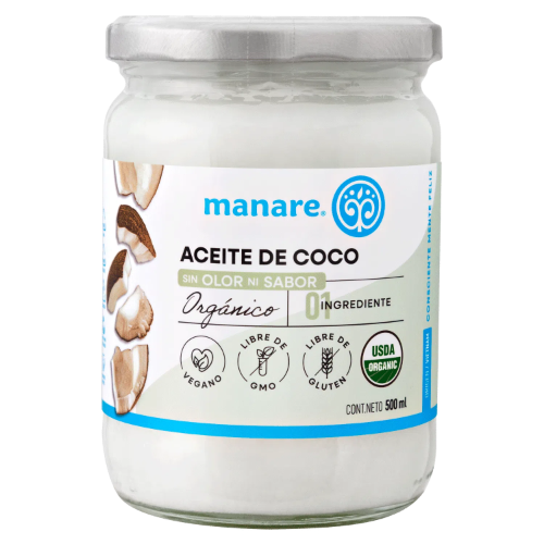 Aceite de coco Manare sin olor ni sabor 500ml