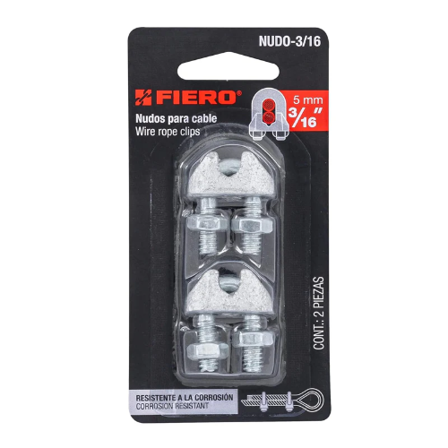 BLISTER CON 2 PERROS DE HIERRO PARA CABLE DE 3/16",FIERO