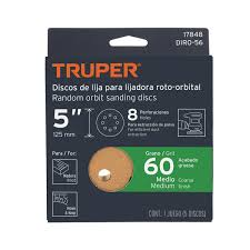 DISCO DE LIJA 5" GRANO 60,8 PERFORACIONES C/U TRUPER