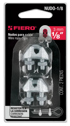 BLISTER CON 2 PERROS DE HIERRO PARA CABLE DE 1/8",FIERO