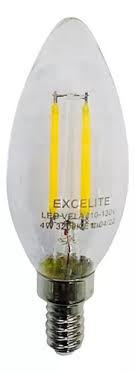 BOMBILLO VELA LED 4W E12 CON FILAMENTO LUZ BLANCA EXCELITE