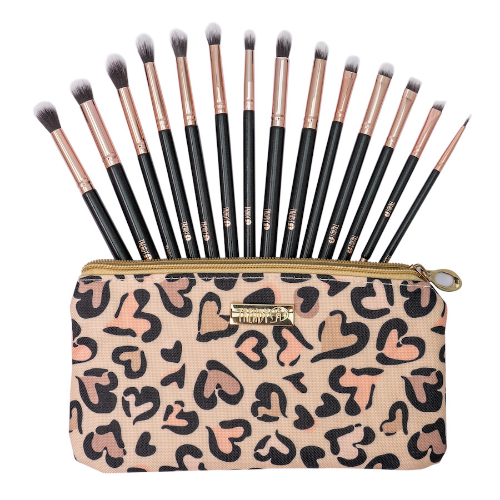 KIT BROCHAS X14 TRENDY CARTERA LEOPARDO