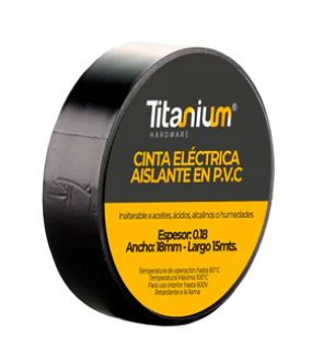 Cinta Adhesiva Aislante x 15 Mts. Negra Titanium