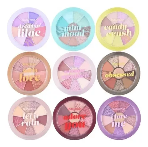 PALETA DE 10 SOMBRAS E ILUMINADORES RUBY ROSE -1075
