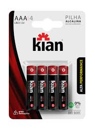 PILHA ALCALINA AAA CART 4 KIAN
