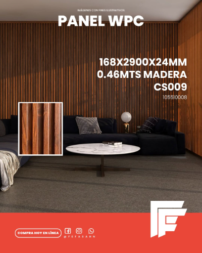 PANEL WPC 168X2900X24MM 0.464MTS MADERA CS009