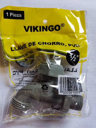 LLAVE PILA 1/2"X3/4" PVC VIKINGO 8/PVCB