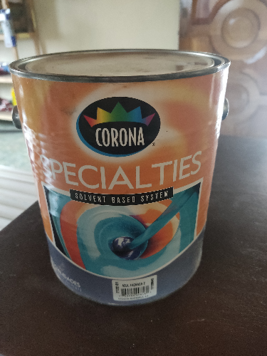 GALON DE PINTURA CORONA SPECIALITIES COLOR AZUL FACHADA 2