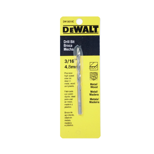 BROCA HIERRO 3/16" HSS DEWALT DW130316C