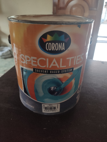 GALON DE PINTURA CORONA SPECIALITIES COLOR AZUL FACHADA 1
