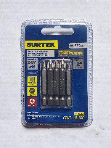 PUNTAS INTERC. 5PC #2 (+) 2" SURTE PF525