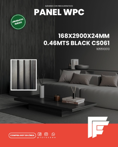 PANEL WPC 168X2900X24MM 0.464MTS NEGRO CS061