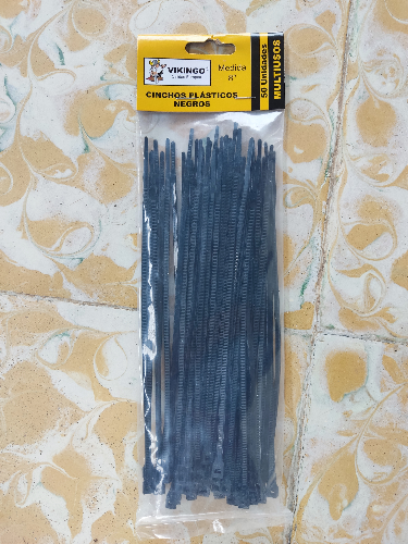 ABRAZADERA PLASTICA AJ 8" 50PC VIKINGO NEGRA