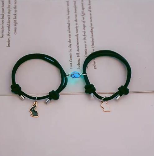 2pcs Pulsera de Pareja de Amor en Hilo Milan Negro y Blanco S.