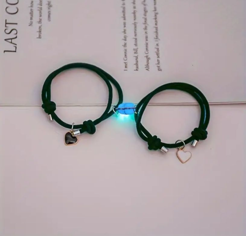 2pcs Pulsera de Pareja de Amor en Hilo Milan Negro y Blanco S
