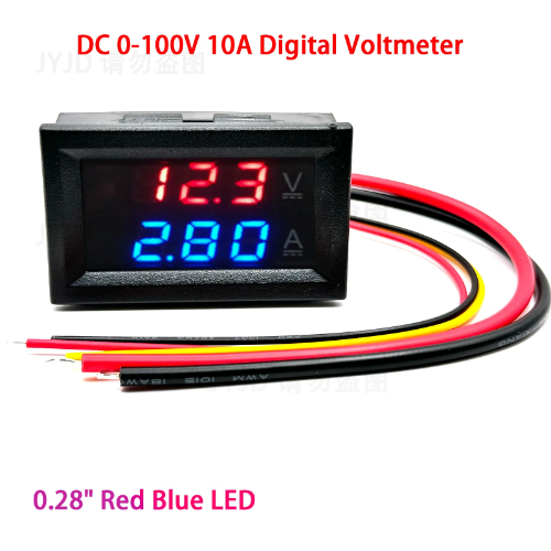 Voltímetro + Amperímetro Digital DC | 0–100V | 0–10A | Pantalla Dual 0.28”