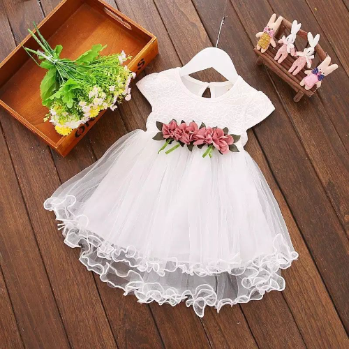 VESTIDO BAUTIZO BLANCO COLA DE PATO