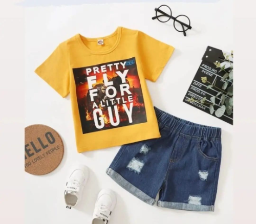 CJ SHORT JEAN -CAMISETA AMARILLA PRETTY