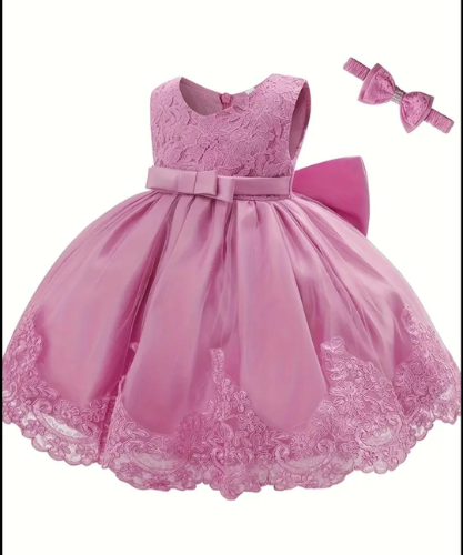 VESTIDO PALO ROSA /CINTILLO ELEGANTE