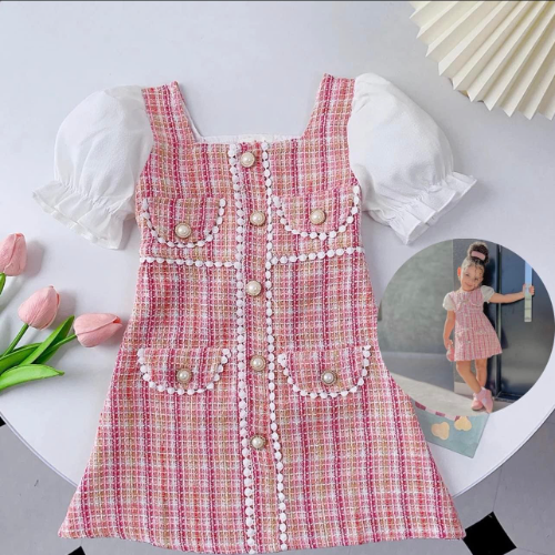 BATA CUADROS PERLAS/ CAMISA BLANCA