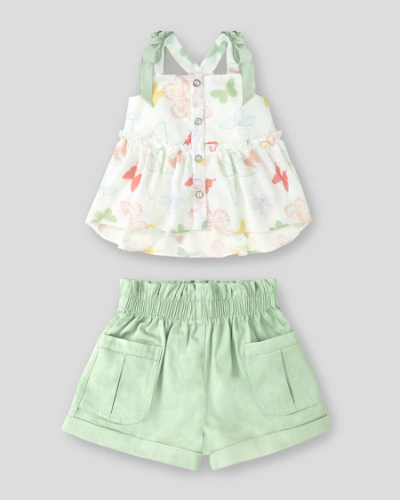 BLUSA MARIPOSAS - SHORT VERDE CLARO