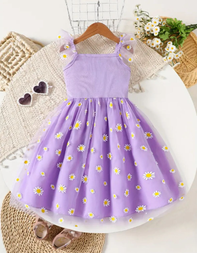 VESTIDO LILA  MARGARITAS
