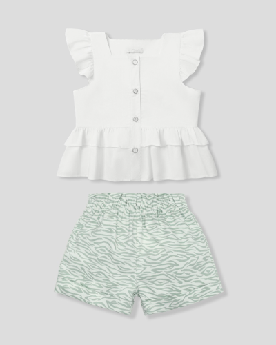 BLUSA BEIGE - SHORT  CEBRA VERDE CLARO