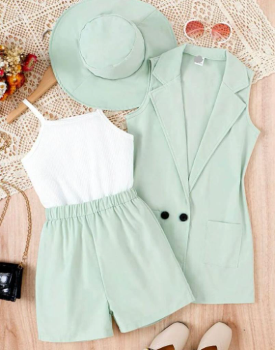 CJ 4 PIEZAS SHORT MENTA /SOMBRERO