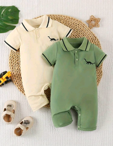 ENTERIZO TIPO POLO VERDE Y BEIGE  NIÑO