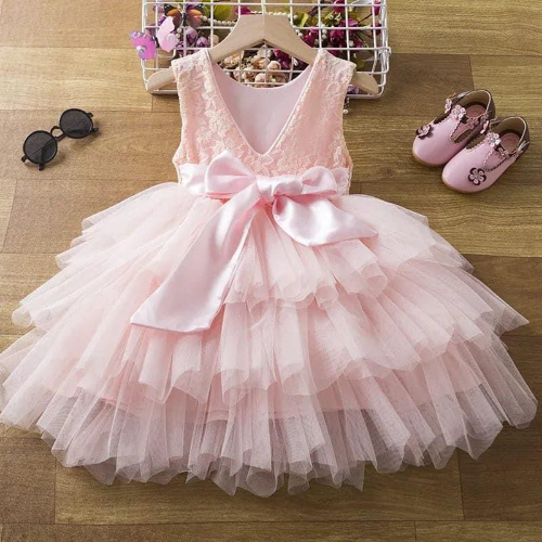 VESTIDO ROSA ENCAJE TULL POMPOSO