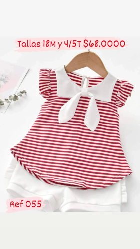 SJ SHORT BLANCO -BLUSA ROJA MARINERA RAYAS