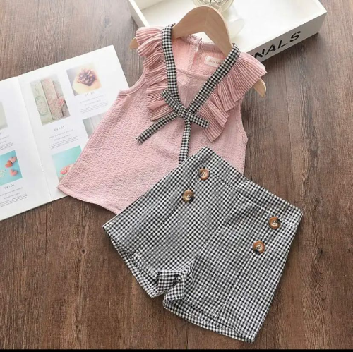 SHORT CUADROS BLUSA ROSA V