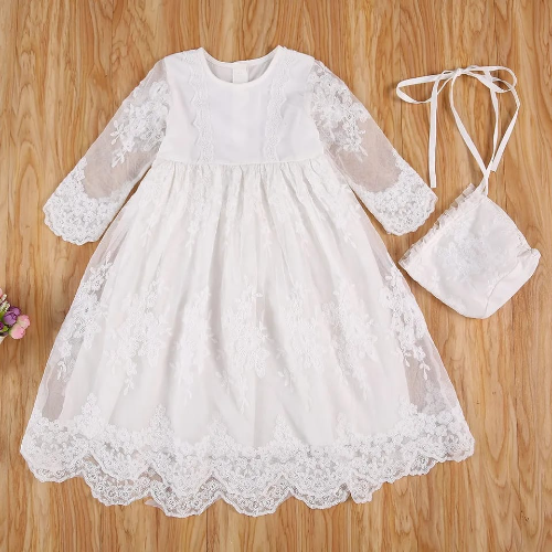 VESTIDO BAUTIZO TIPO ESPAÑOL - GORRO MUÑECA