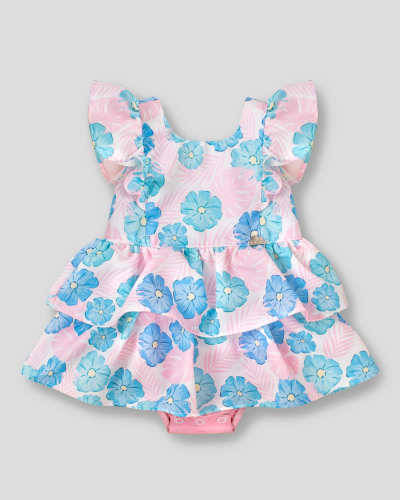 BODY VESTIDO FLORES AZULES Y ROSA