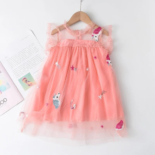 VESTIDO TULL UNICORNIOS ROSADO
